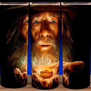 Lord of the Rings Gandalf the Wizard Holding Ring Cup Mug Tumbler